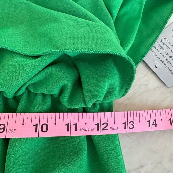 Marina green crepe shirt dress with elastic waist stretch size S NWT - Picture 8 of 10